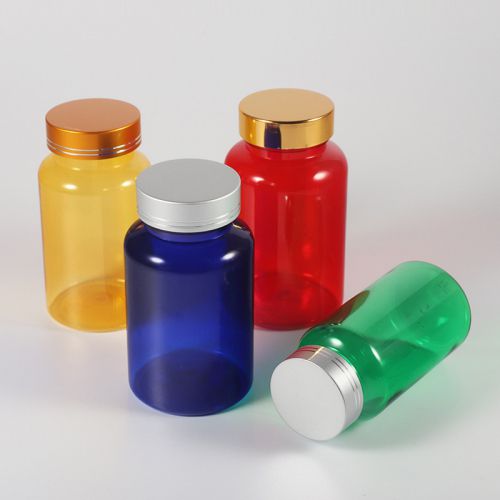 Blue Round Vitamin Bottles with Pressure Liner